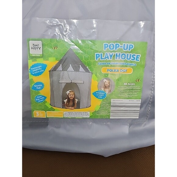 Princess POP-UP PLAYHOUSE Bee Happy POLKA DOT AGE 3+ ASSEMBLED 39 X 55 Grey NEW - Picture 2 of 4